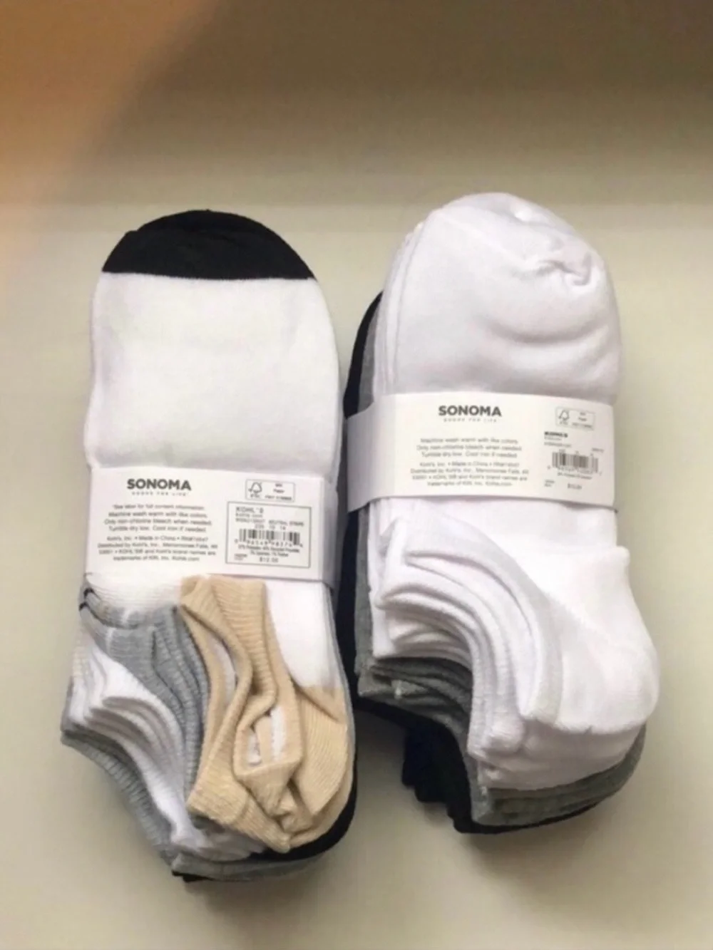 New Sonoma Socks Bundle 2 Packs Women 10 Pair Each No Show Socks;Solid & Striped
